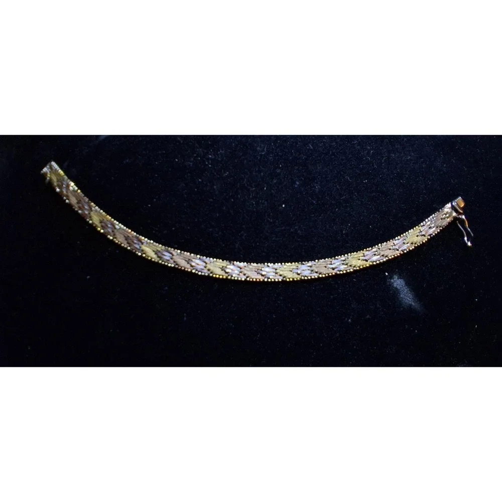 Vintage Tri Gold 925 Sterling Silver 7' Bracelet